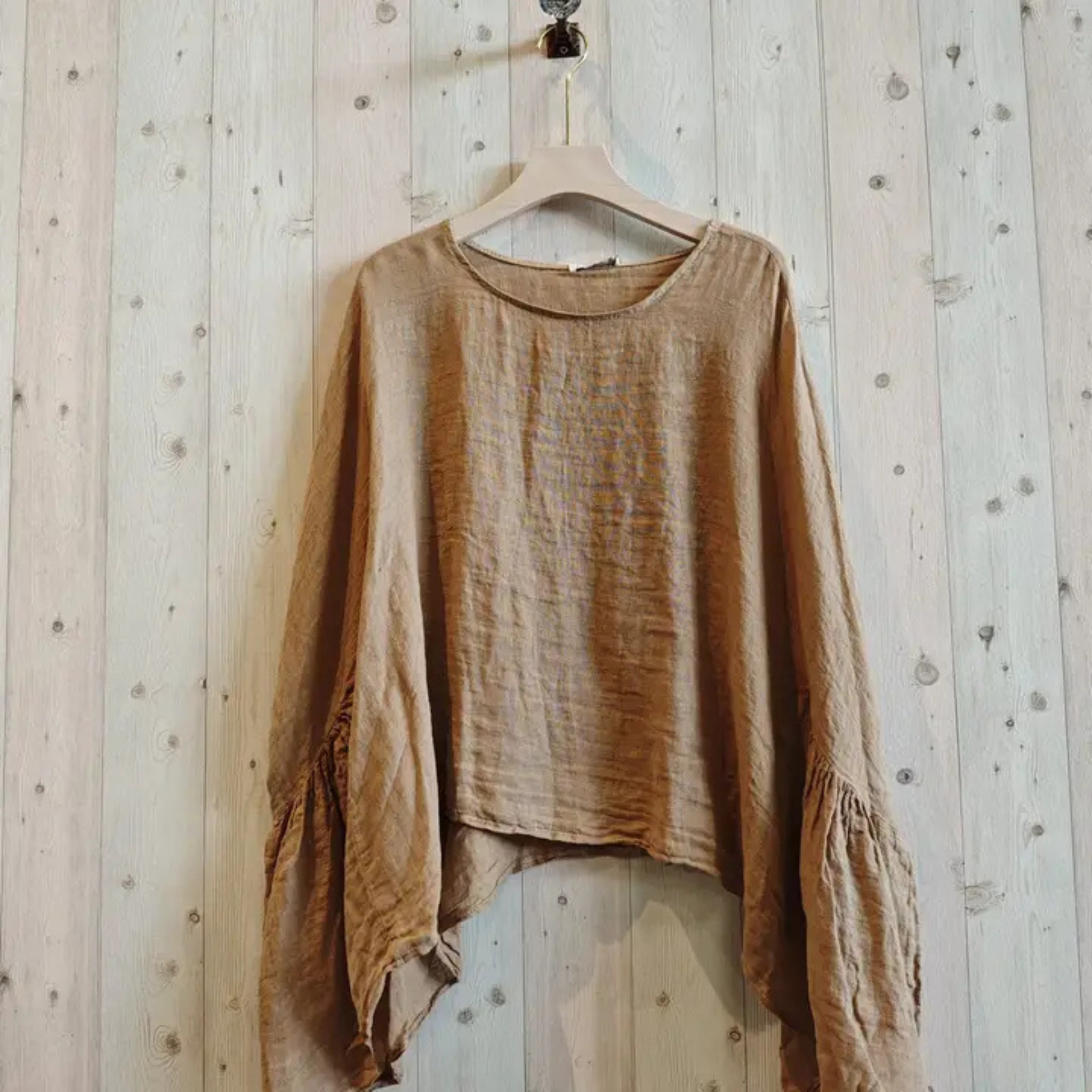 Italian Linen Drift Poncho Blouse