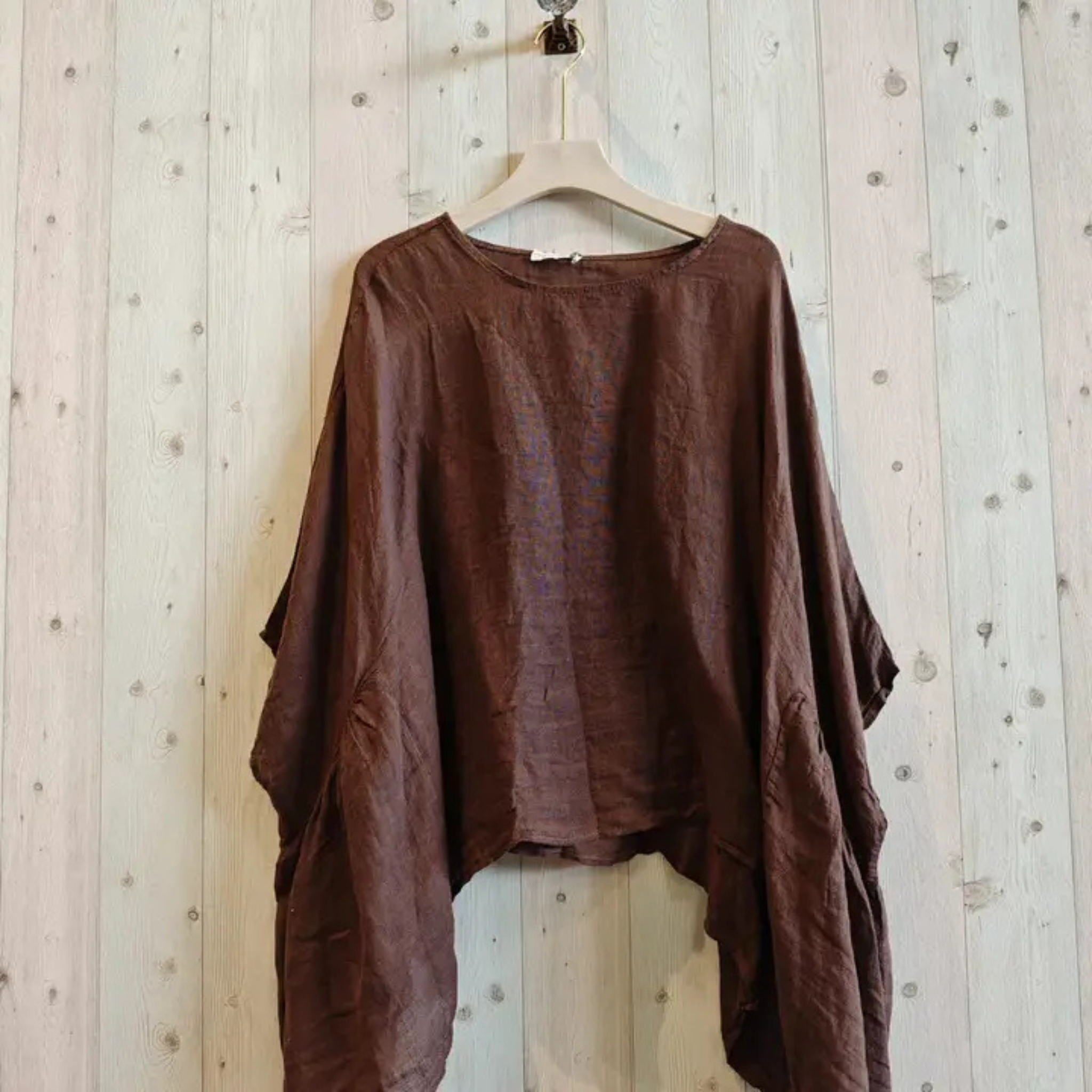 Italian Linen Drift Poncho Blouse