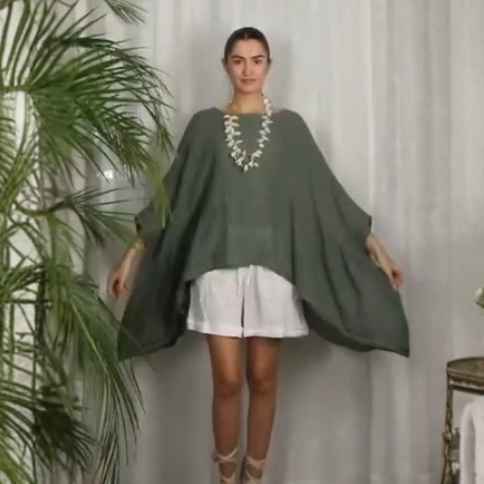 Italian Linen Drift Poncho Blouse