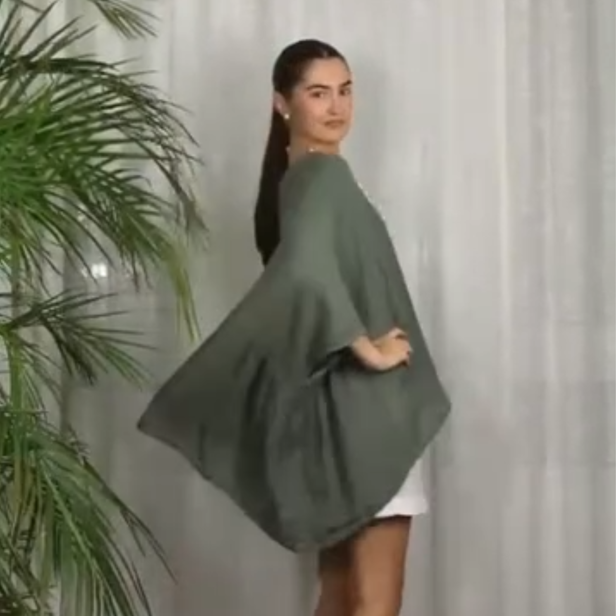 Italian Linen Drift Poncho Blouse