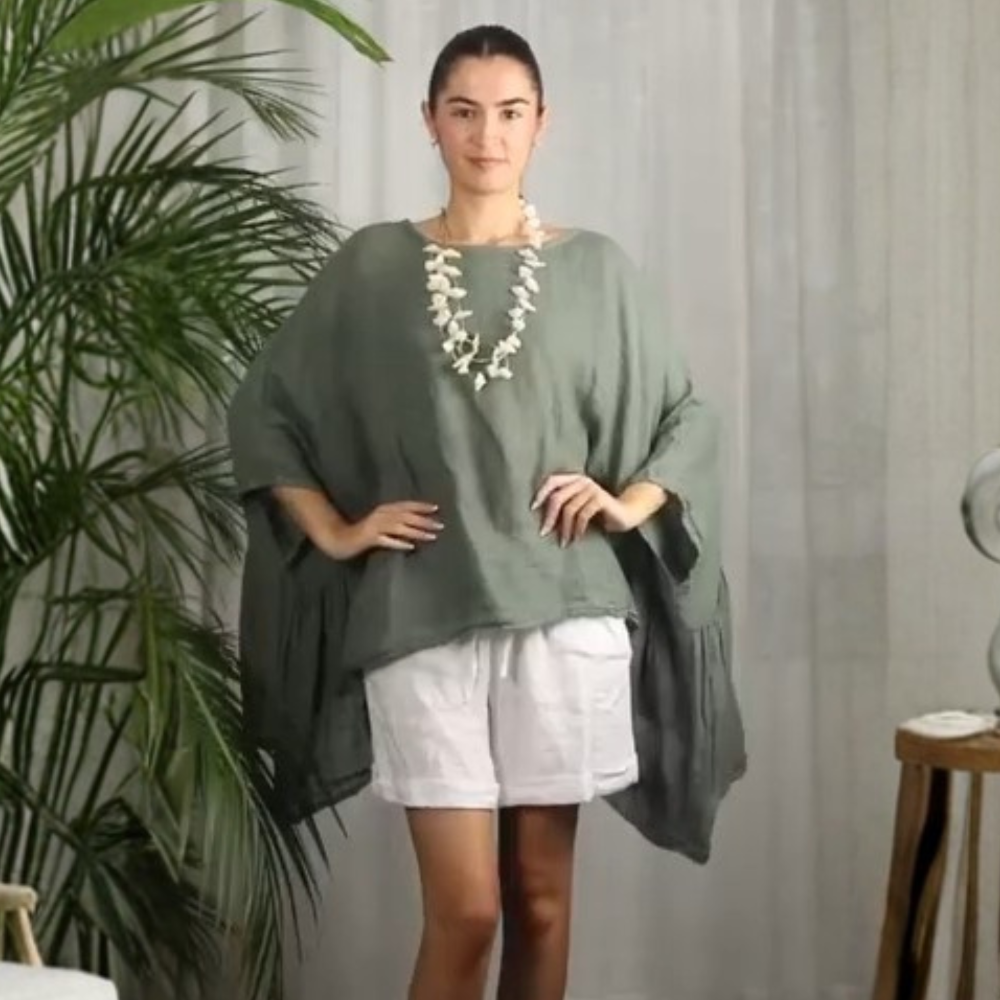 Italian Linen Drift Poncho Blouse