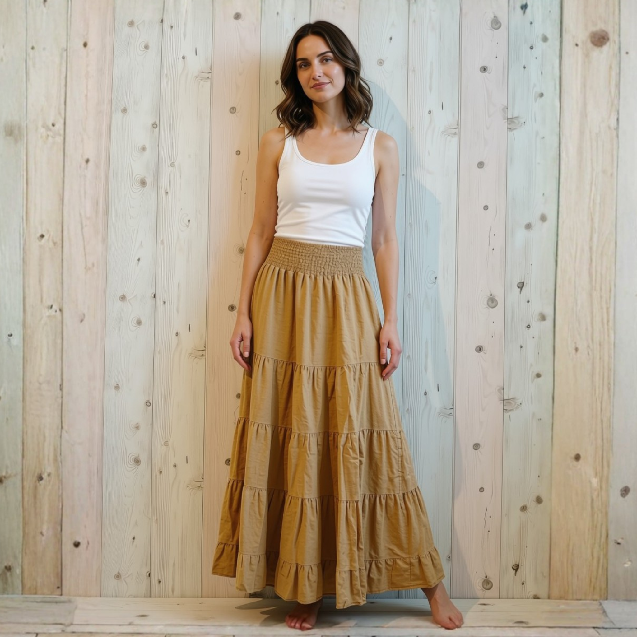 Tiered Linen Skirt