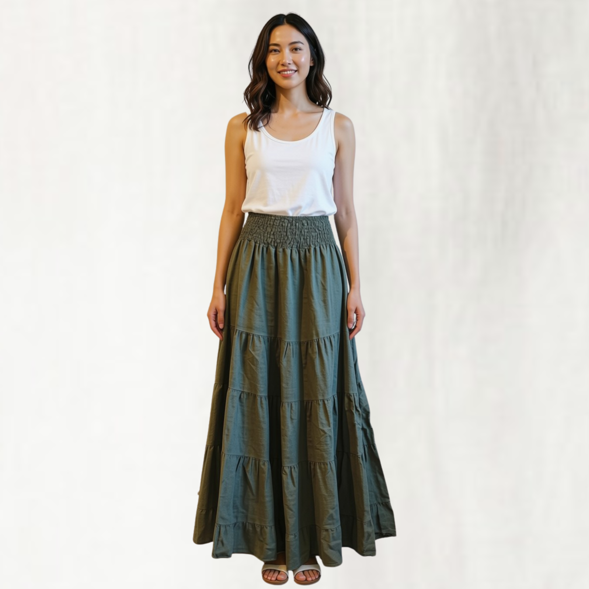 Tiered Linen Skirt