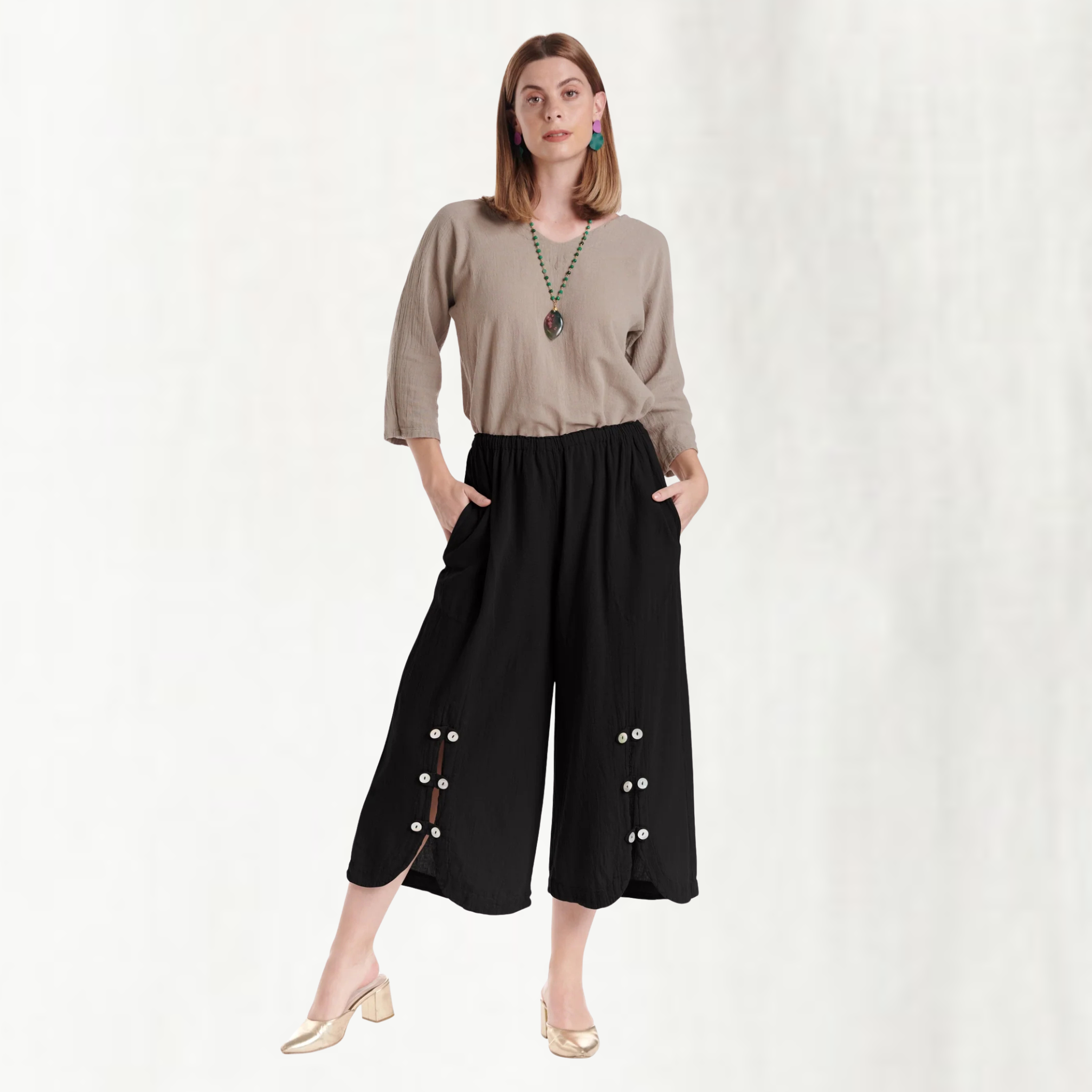 Dotty Cotton Gauze Pants