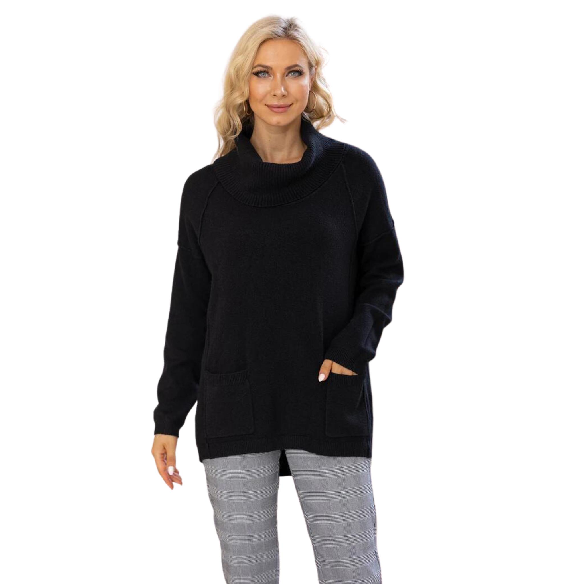 Cowl Neck Sweater with Pockets