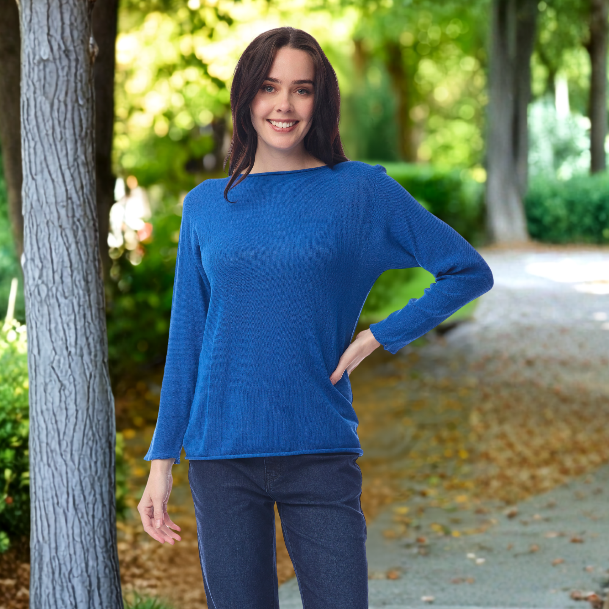 Organic Cotton Boat Neck Knit Top