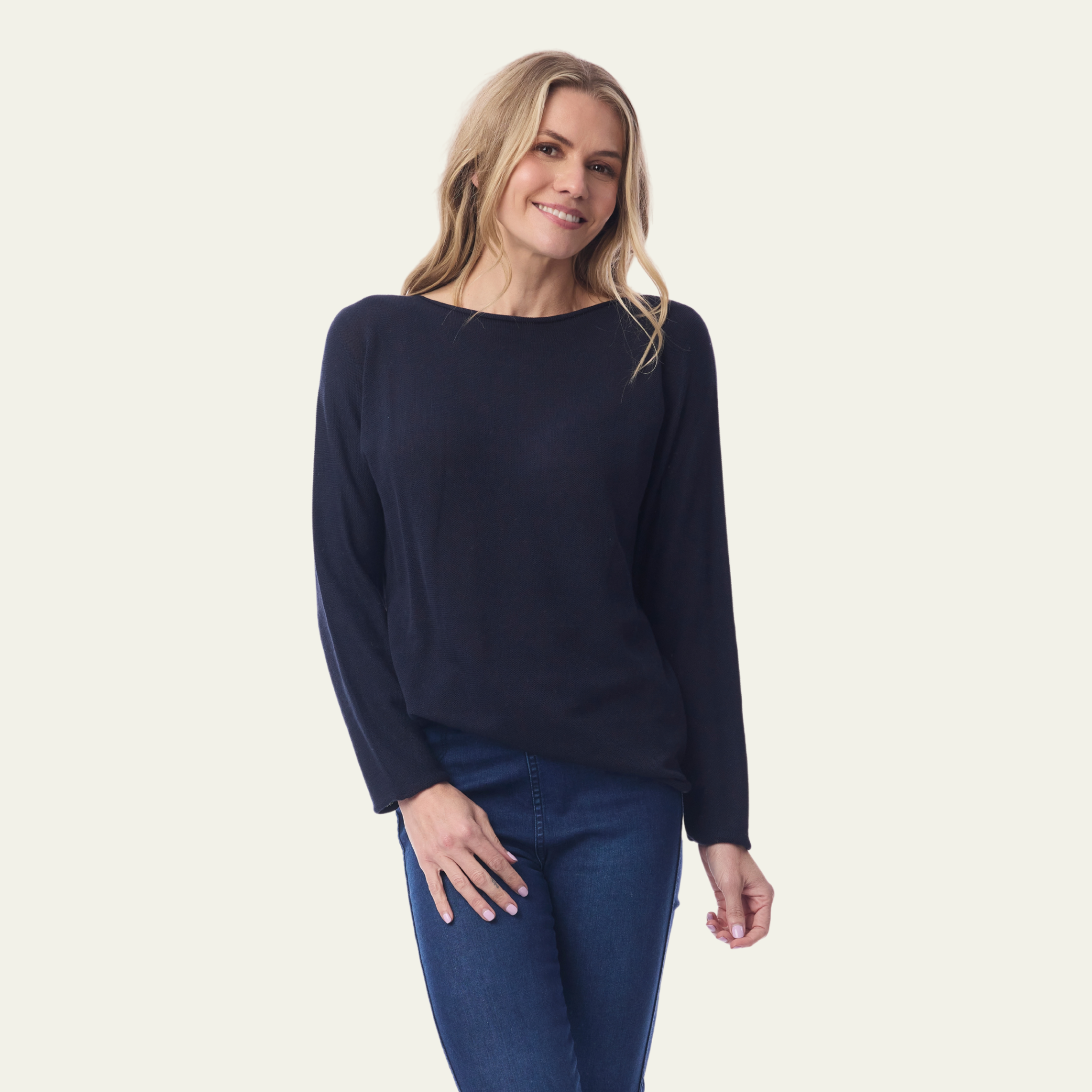 Organic Cotton Boat Neck Knit Top