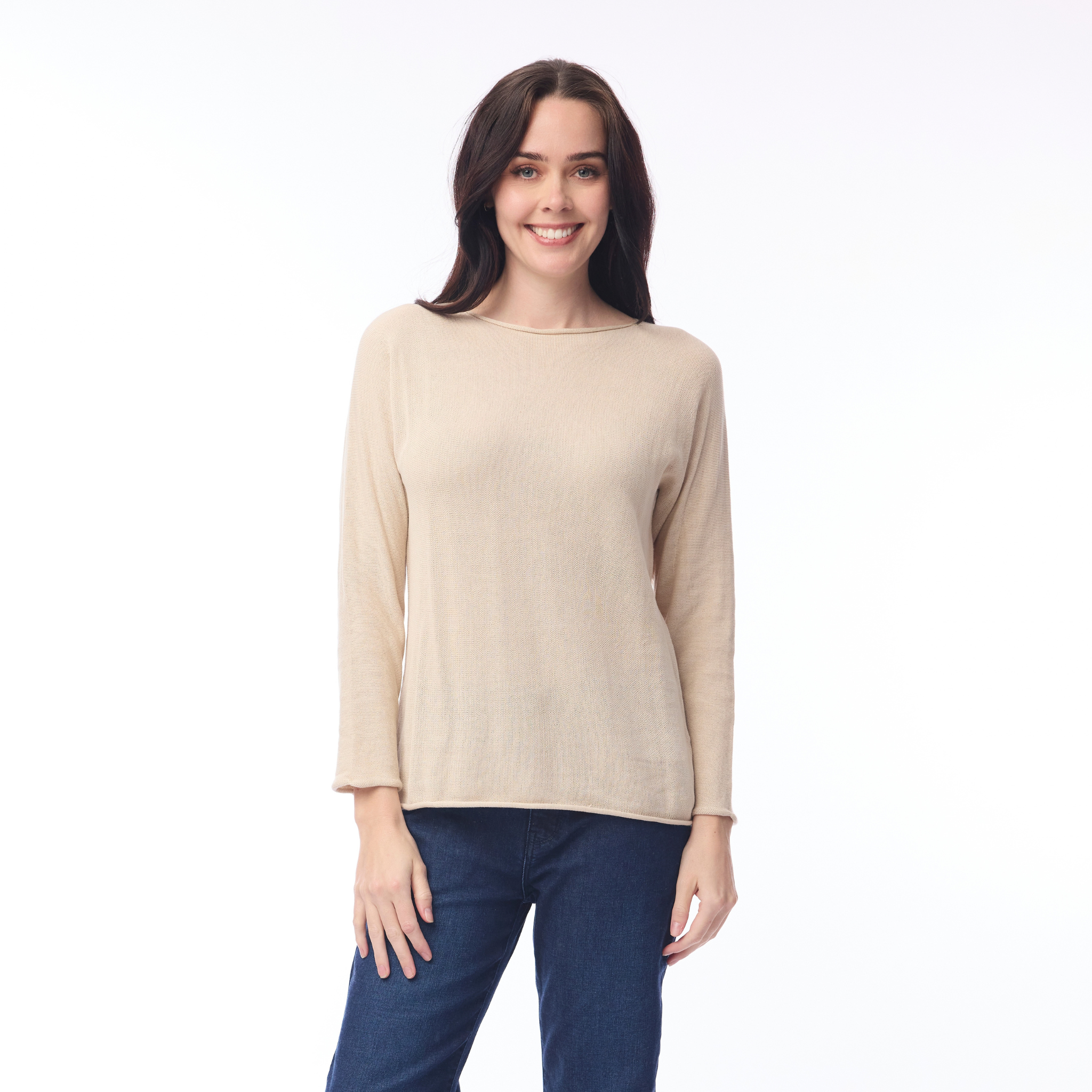 Organic Cotton Boat Neck Knit Top