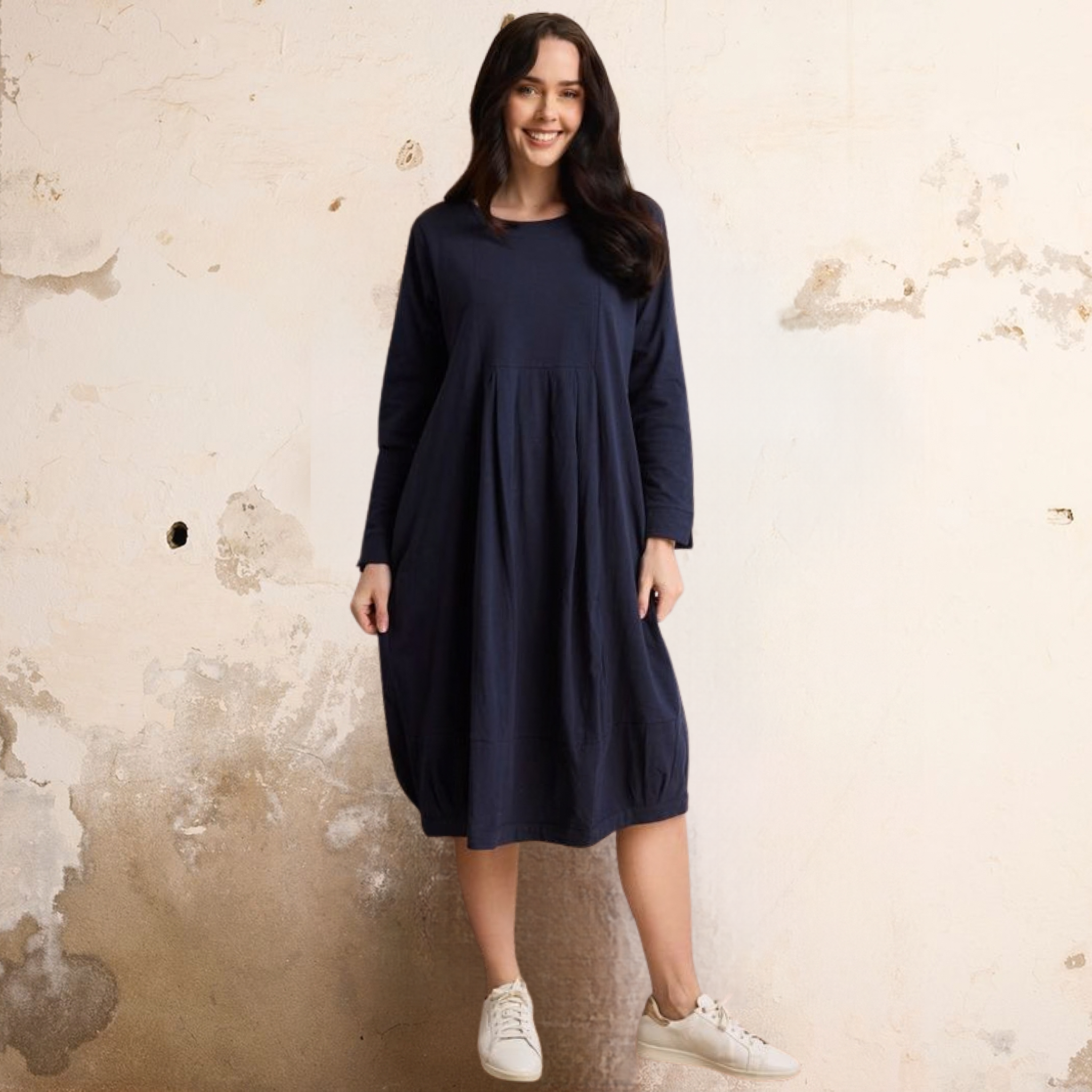 Organic Cotton Pleated Yoke Dress
