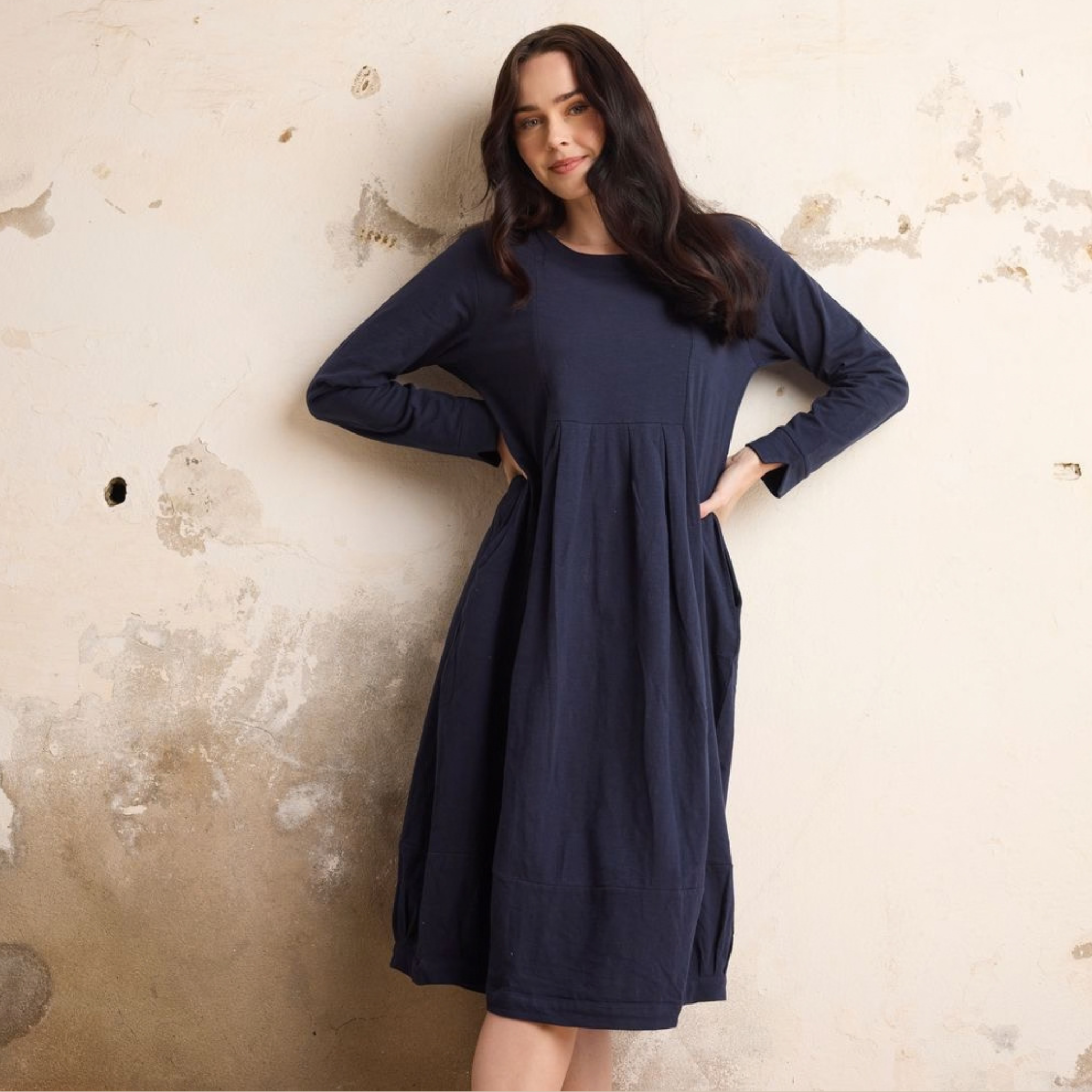 Organic Cotton Pleated Yoke Dress