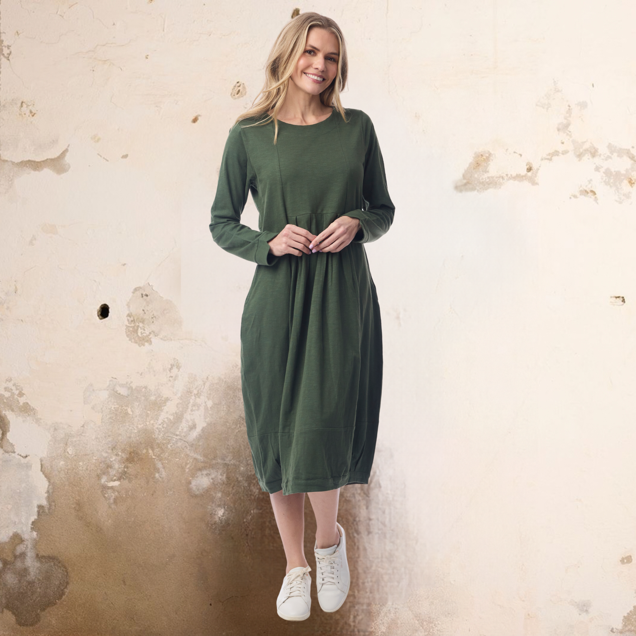 Organic Cotton Pleated Yoke Dress
