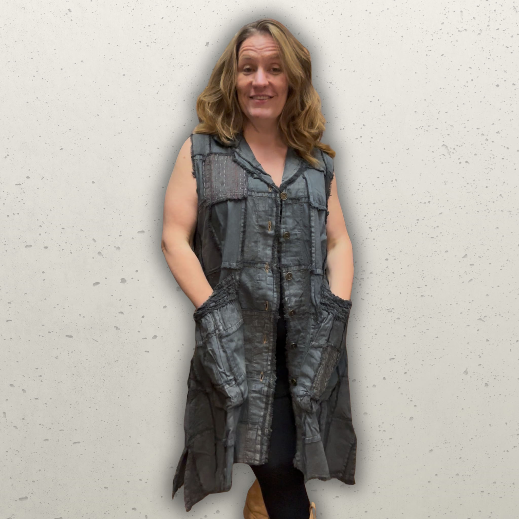 Distressed Patchwork Vest