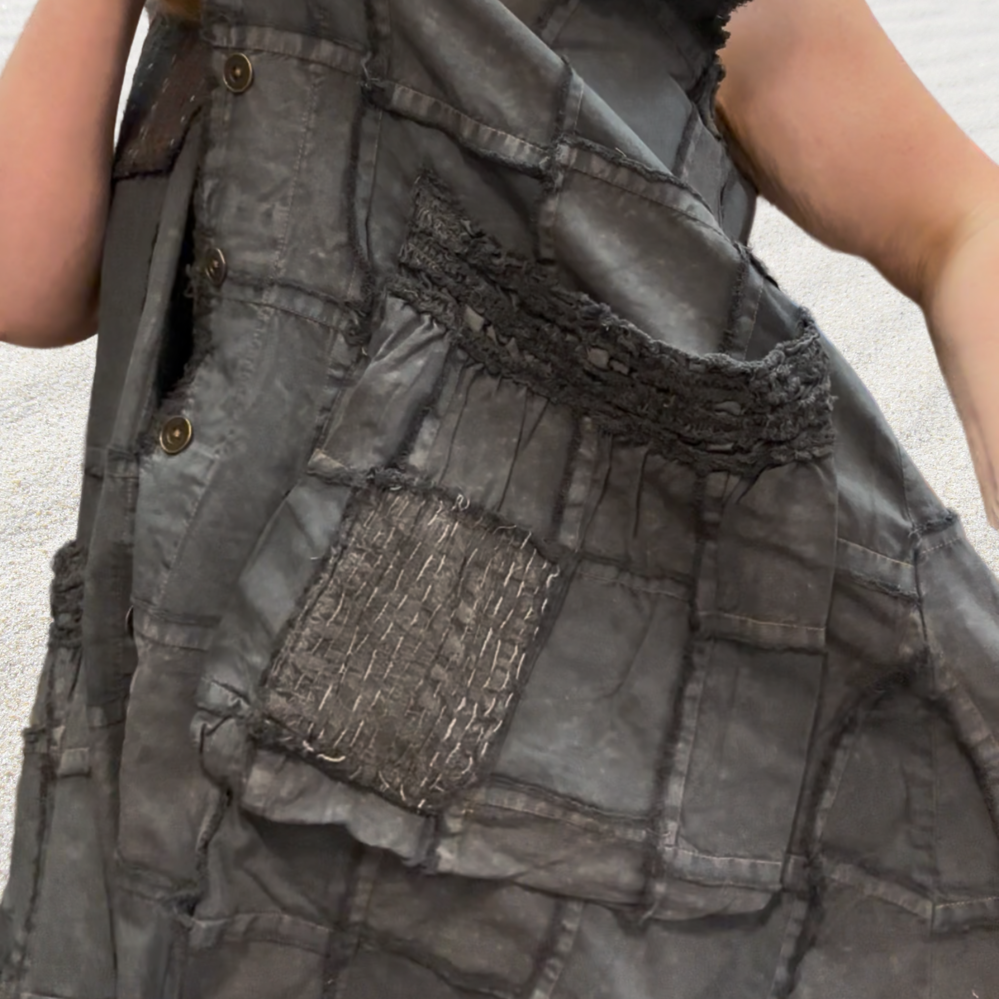Distressed Patchwork Vest