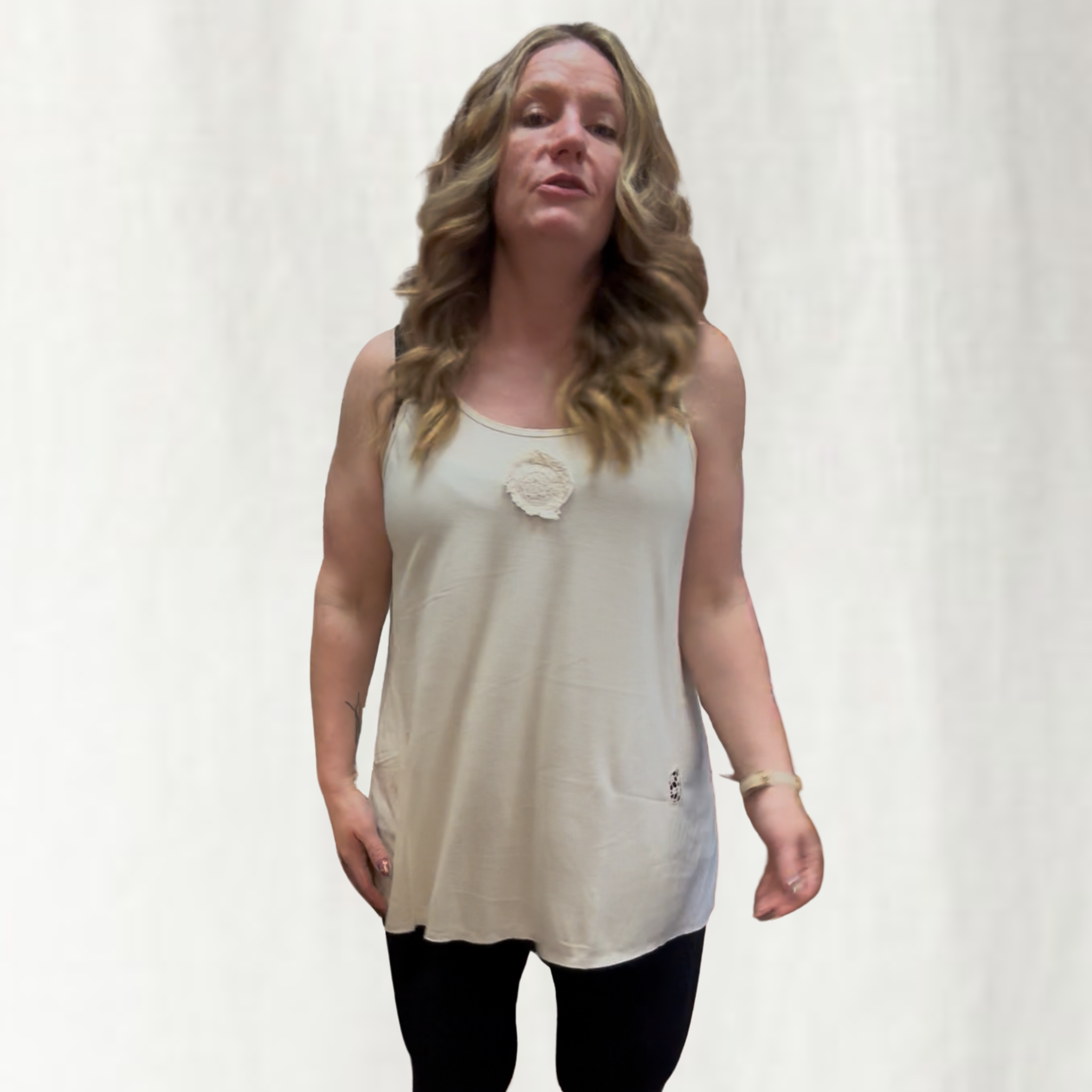 Lace Applique Cotton Tank Top