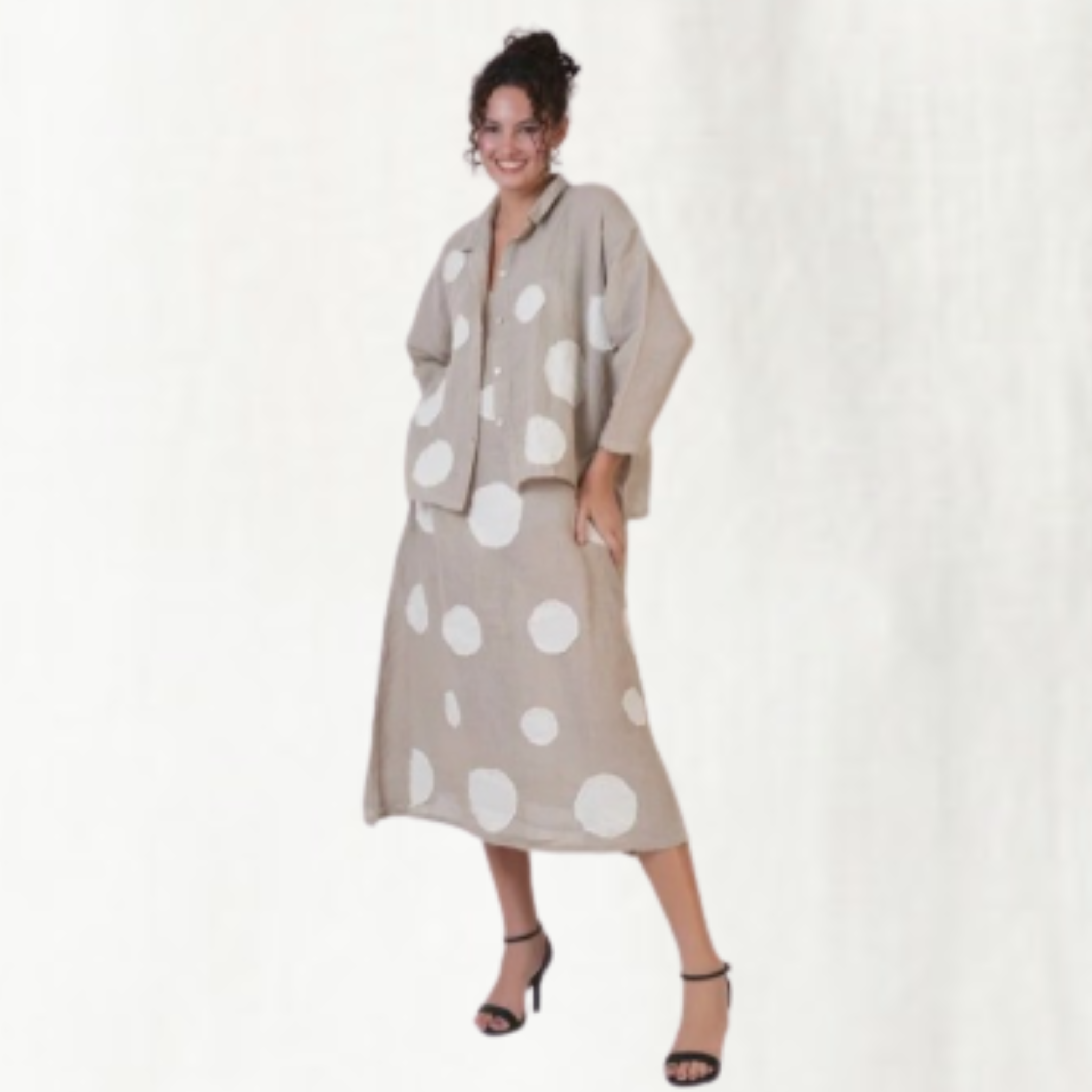 Short Linen Polka Dot Jacket