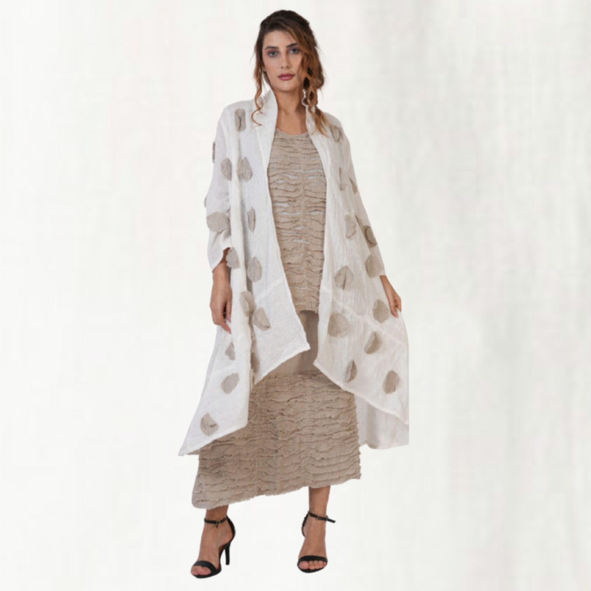 Long Linen Polka Dot Jacket