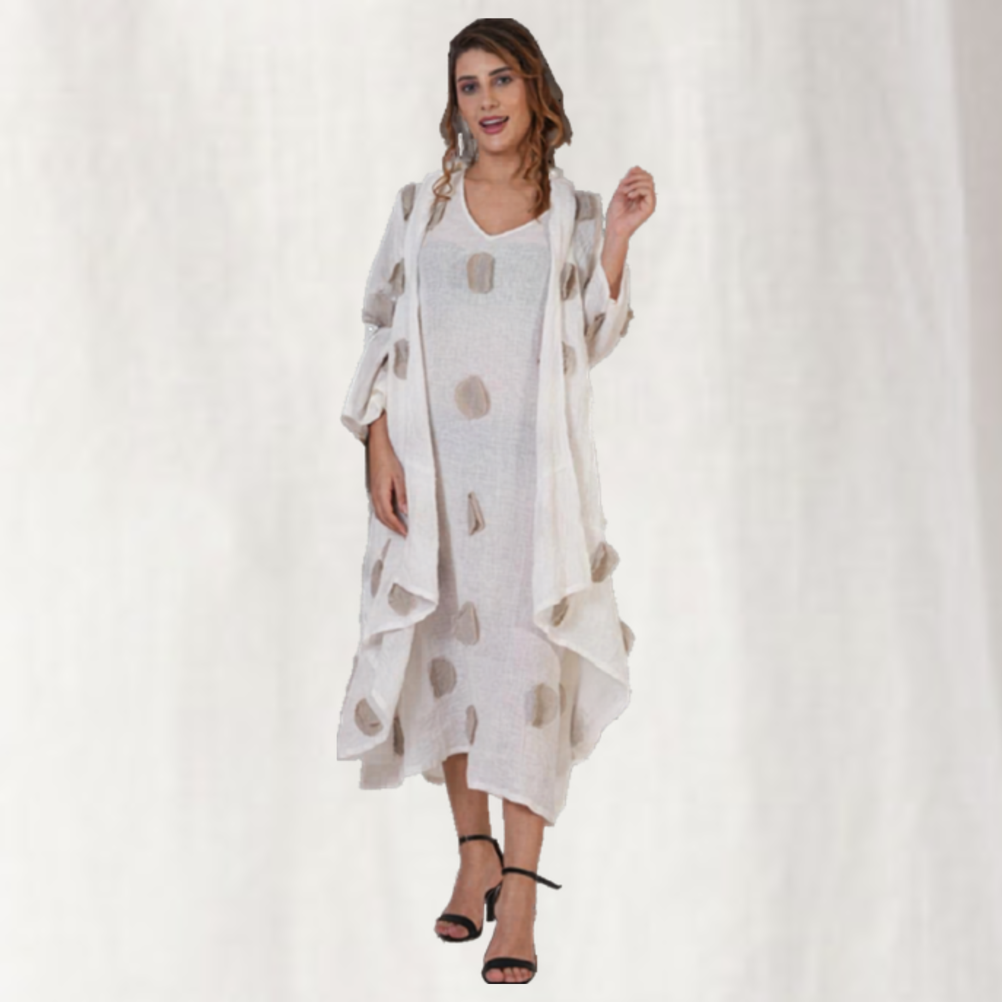 Long Linen Polka Dot Jacket