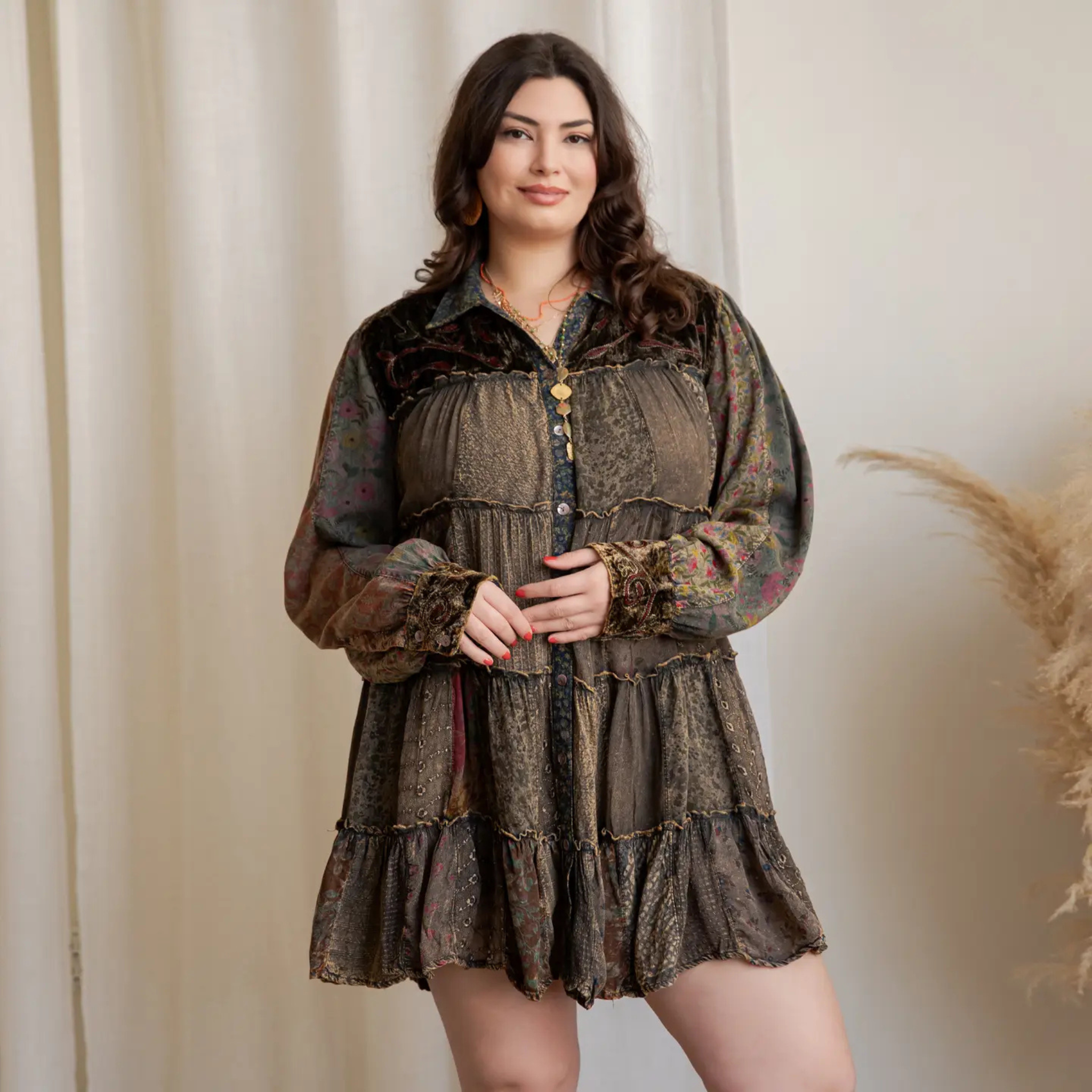 Embroidered Shirt Dress