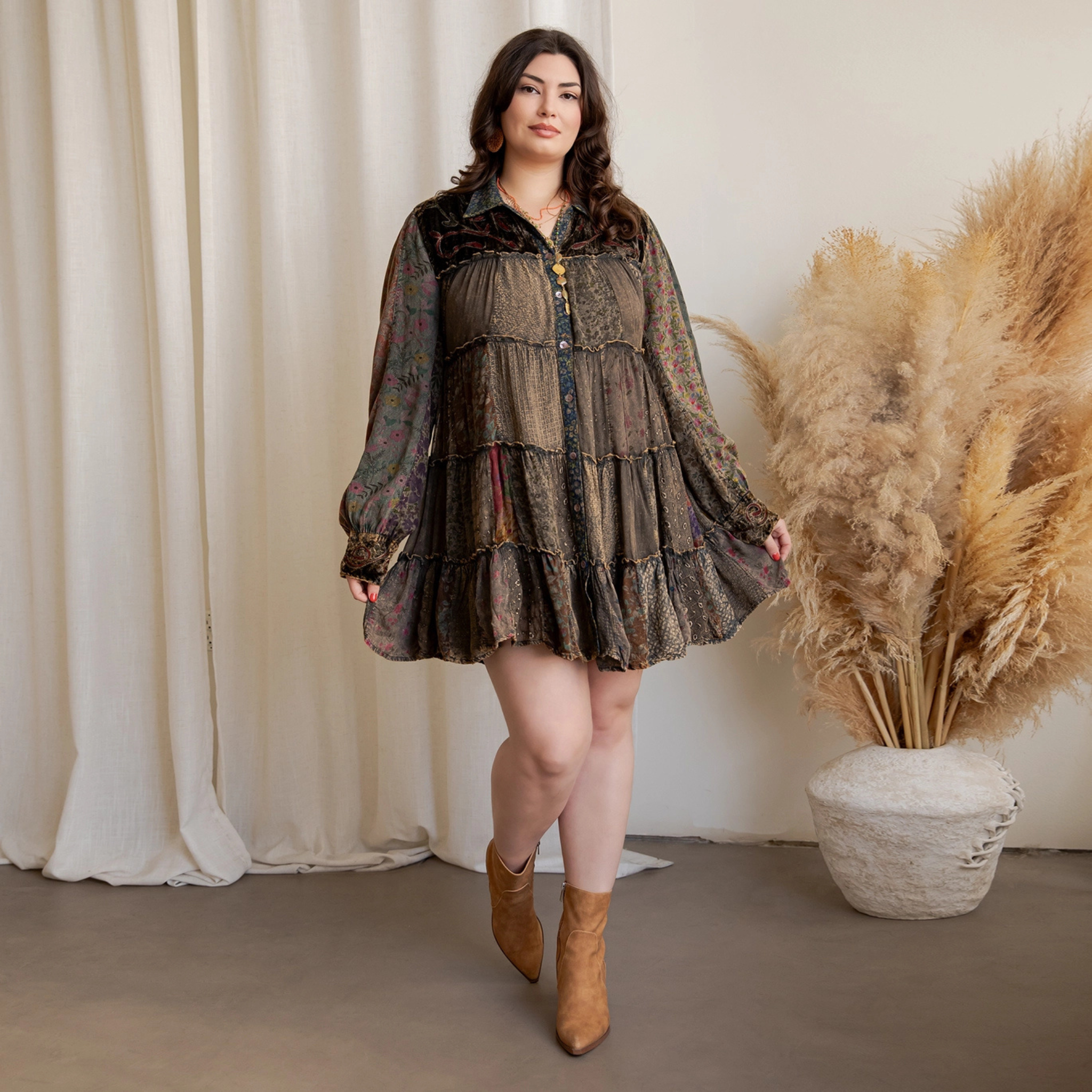 Embroidered Shirt Dress