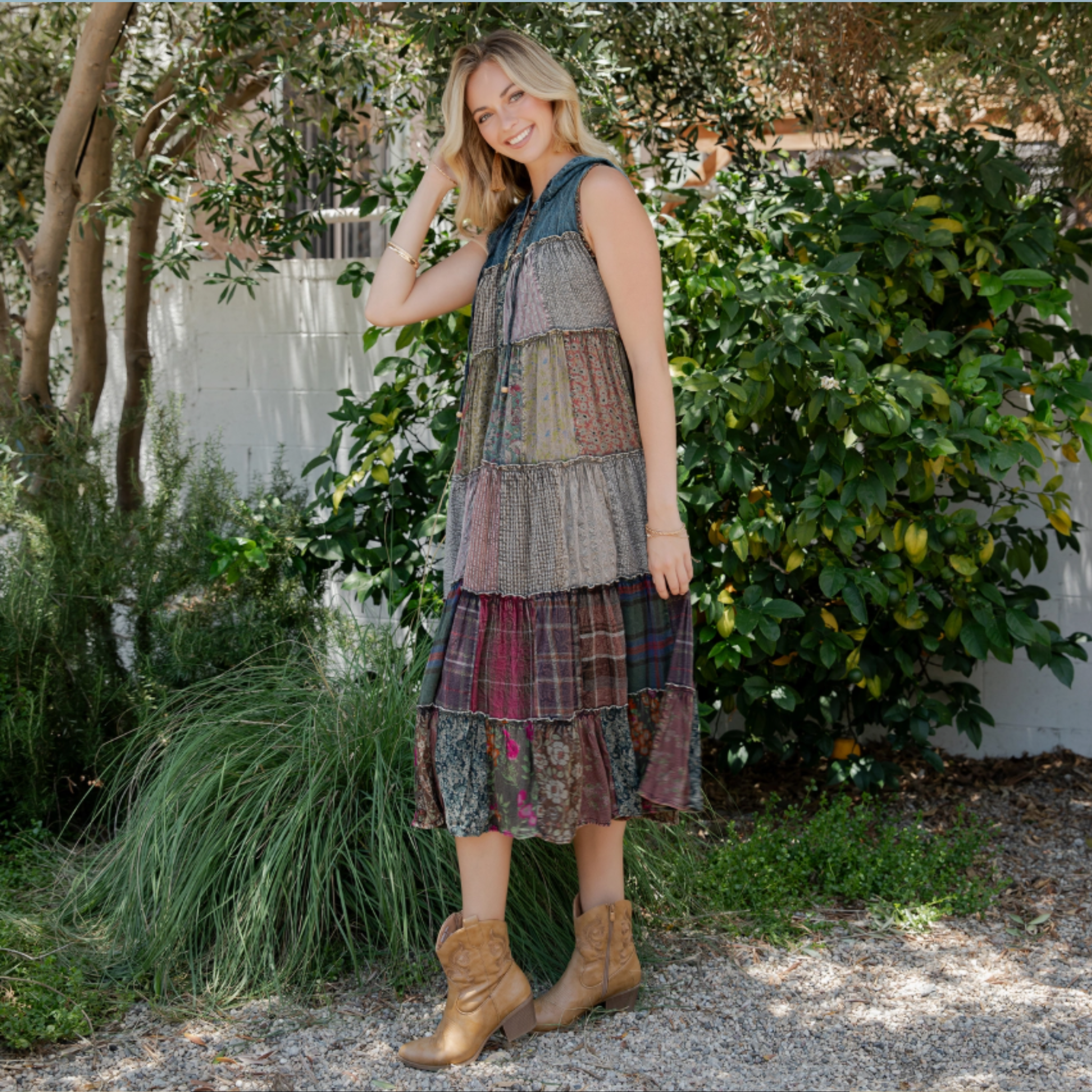 Patchwork Hoodie Duster Dress