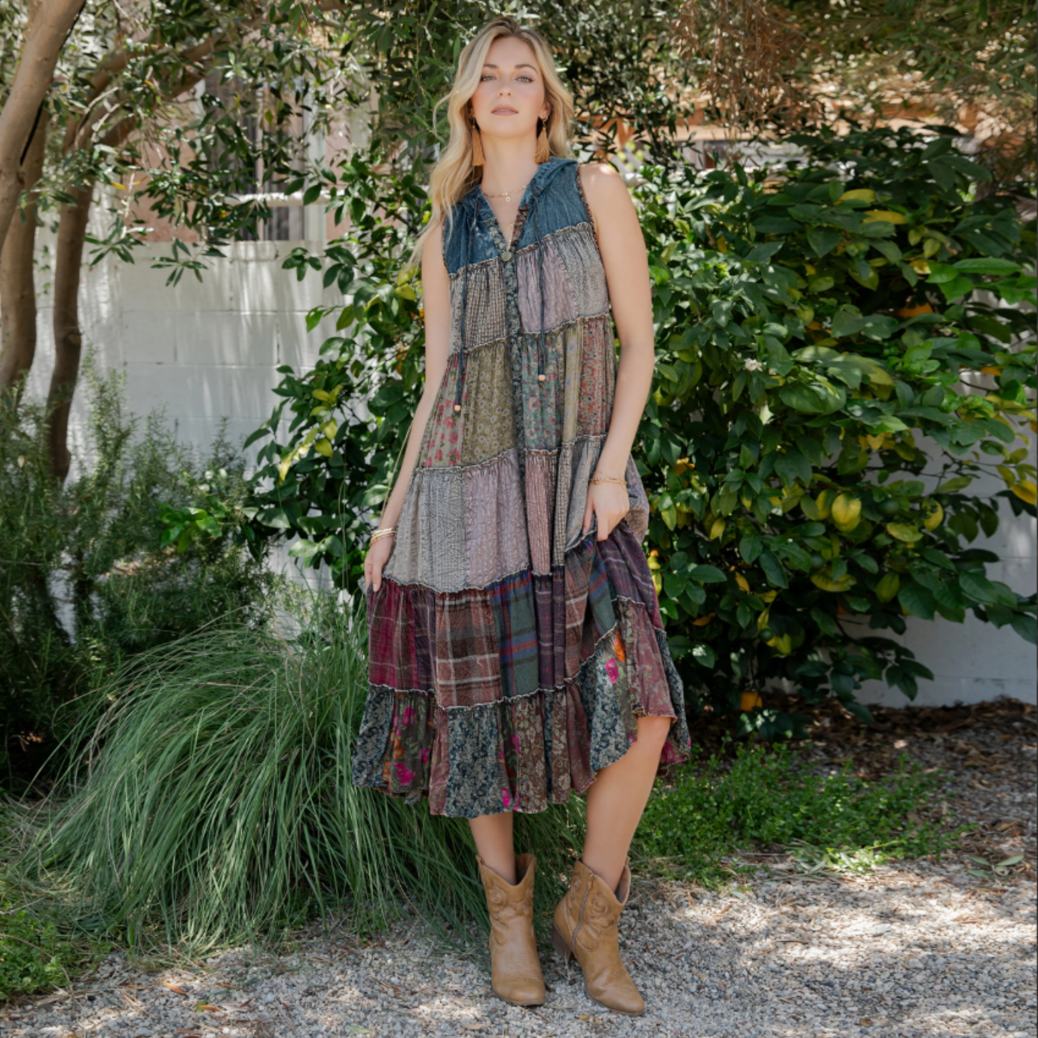 Patchwork Hoodie Duster Dress